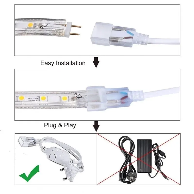 Banda led tip furtun SMD, 50m, 220V, interior/exterior, 2835