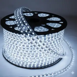 Bandă LED tip furtun SMD 2835, 220V, alb rece/alb cald, 50m–100m, interior/exterior