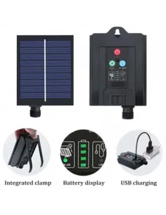 Instalație solară 500 LED – 50m Albastru , panou mare, controler,alimentare solară + USB 2