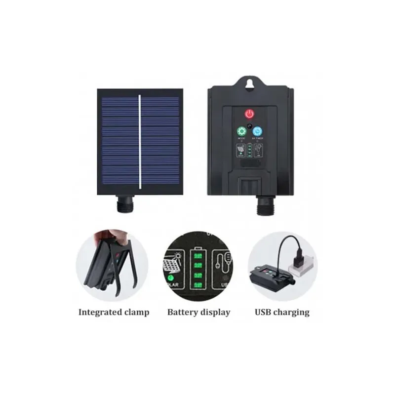 Instalație solară 500 LED – 50m Albastru , panou mare, controler,alimentare solară + USB