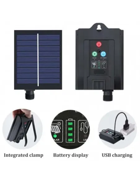 Instalație solară 500 LED – 50m Albastru , panou mare, controler,alimentare solară + USB
