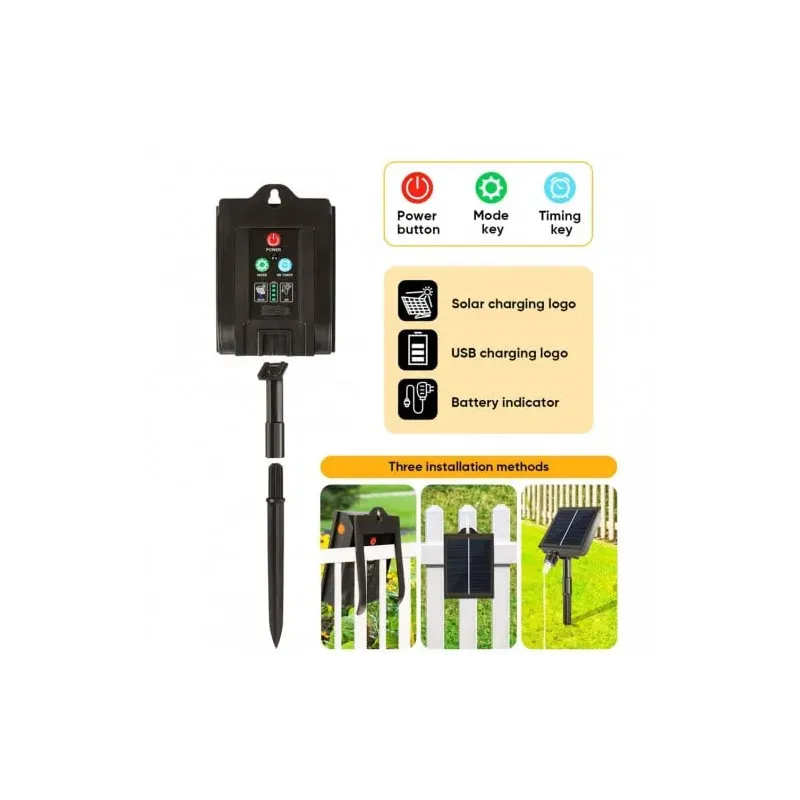 Instalație solară 500 LED – 50m Albastru , panou mare, controler,alimentare solară + USB