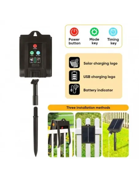 Instalație solară 500 LED – 50m Albastru , panou mare, controler,alimentare solară + USB