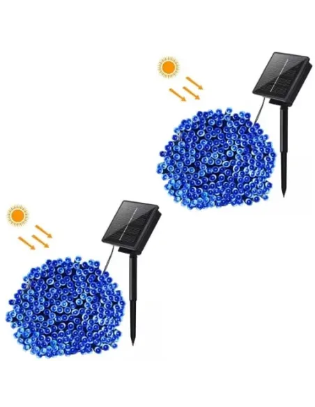 Instalație solară 500 LED – 50m Albastru , panou mare, controler,alimentare solară + USB
