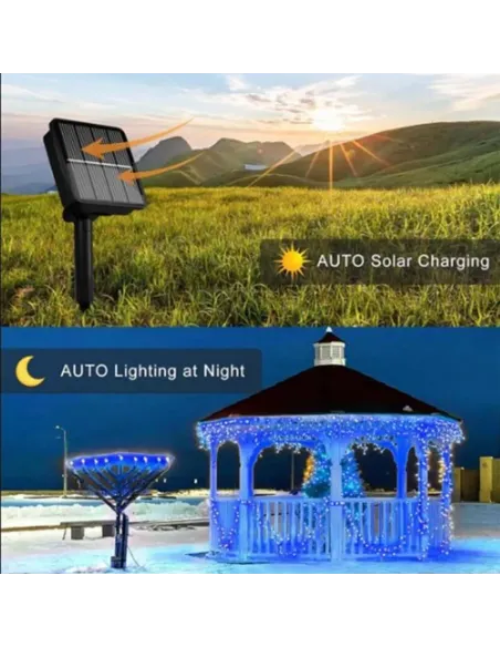 Instalație solară 500 LED – 50m Albastru , panou mare, controler,alimentare solară + USB