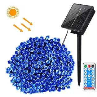 Instalație solară 500 LED – 50m Albastru , panou mare, controler,alimentare solară + USB