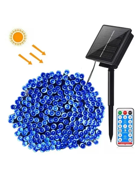 Instalație solară 500 LED – 50m Albastru , panou mare, controler,alimentare solară + USB