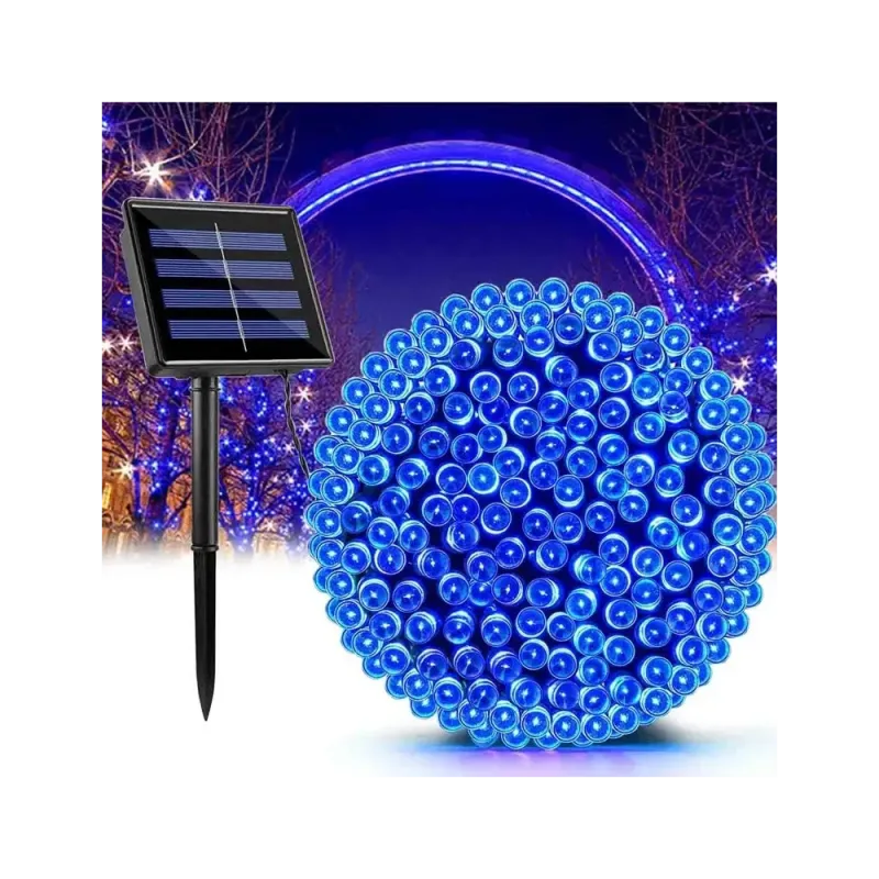 Instalație solară 500 LED – 50m Albastru , panou mare, controler,alimentare solară + USB