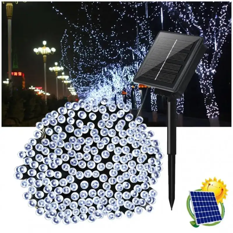 Instalație solară 500 LED – 50m Alb Rece , panou mare, controler, alimentare solară + USB