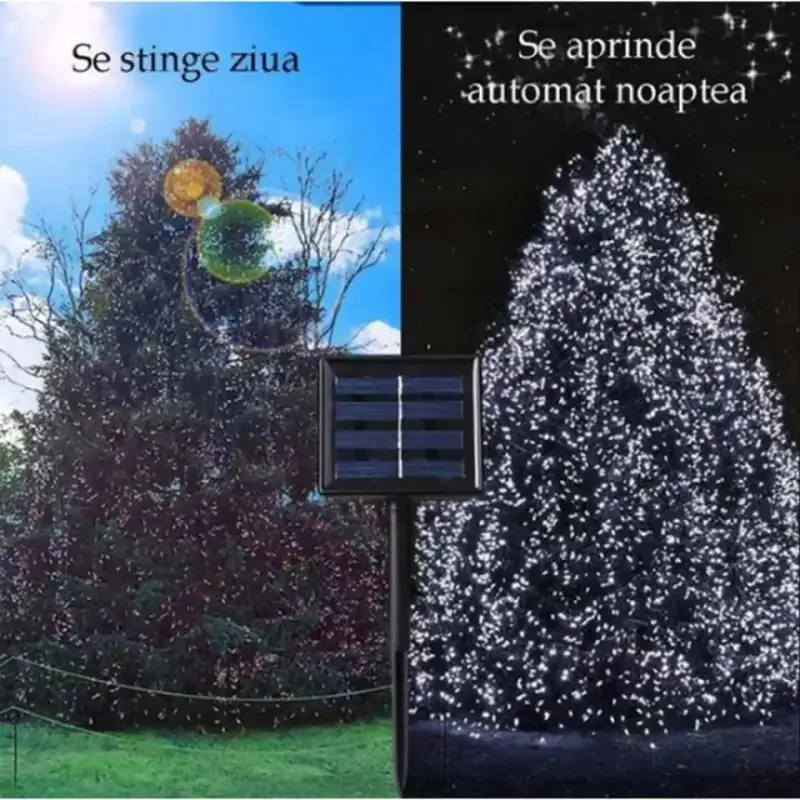 Instalație solară 500 LED – 50m Alb Rece , panou mare, controler, alimentare solară + USB