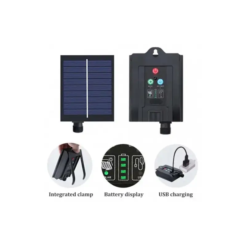 Instalație solară 500 LED – 50m Alb cald , panou mare, controler, alimentare solară + USB