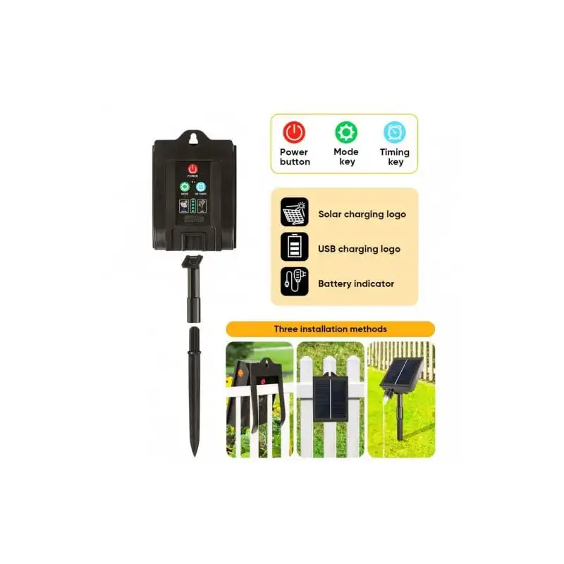 Instalație solară 500 LED – 50m Alb cald , panou mare, controler, alimentare solară + USB