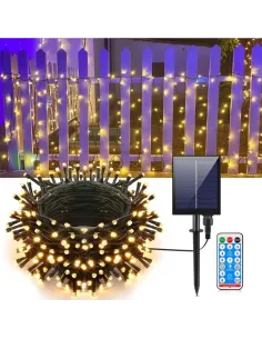 Instalație solară 500 LED – 50m Alb cald , panou mare, controler, alimentare solară + USB