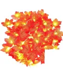 Instalatie Decorativă de Toamnă cu 16 Frunze Portocalii – 4 m alb cald