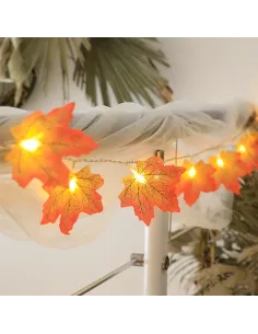 Instalatie Decorativă de Toamnă cu 16 Frunze Portocalii – 4 m alb cald