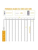 Perdea din Cupru Argintiu 3x3M cu 300 de LED-uri Alb Cald și 8 jocuri de lumină.