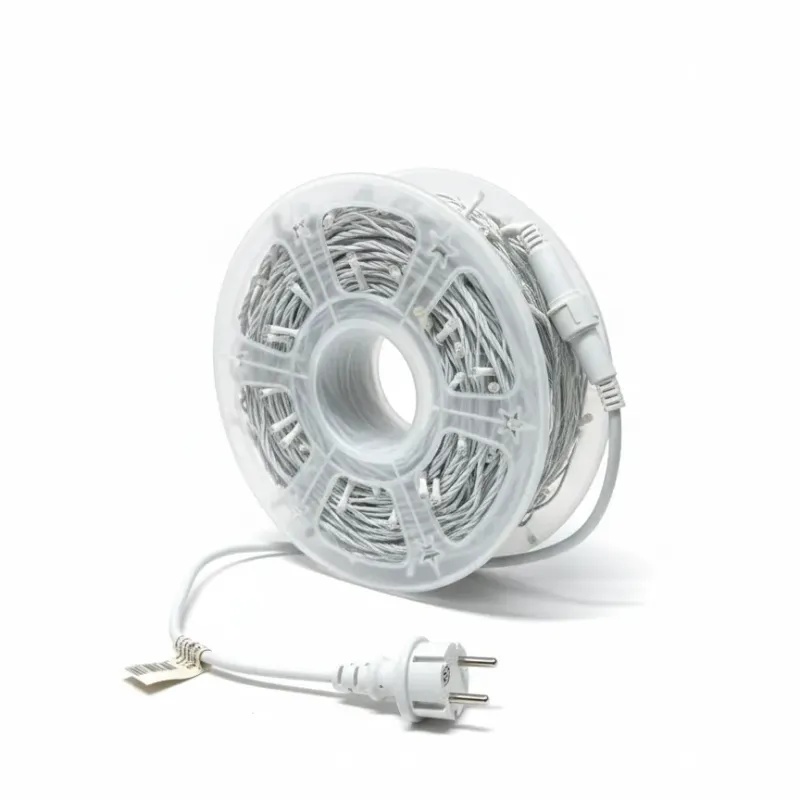 Instalatie Led tip sir de Craciun, 81.5 metri, 500 LED-uri cu flash, diverse culori, interconectabila, fir ALB