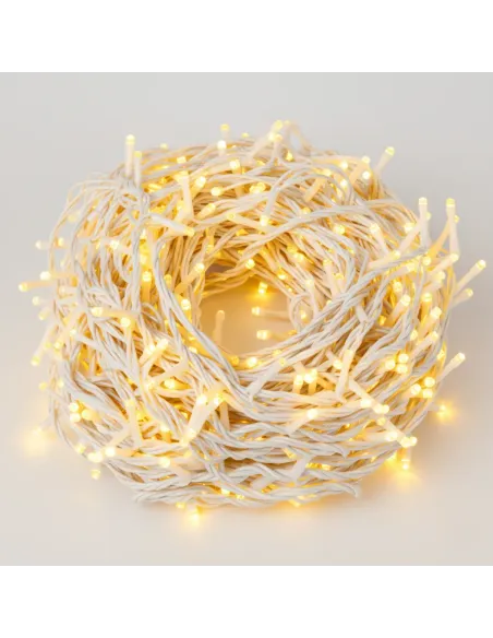 Instalatie Led tip sir de Craciun, 81.5 metri, 500 LED-uri cu flash, diverse culori, interconectabila, fir ALB