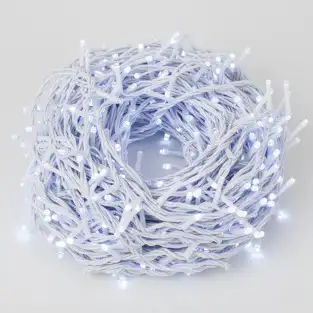 Instalatie Led tip sir de Craciun, 81.5 metri, 500 LED-uri cu flash, diverse culori, interconectabila, fir ALB