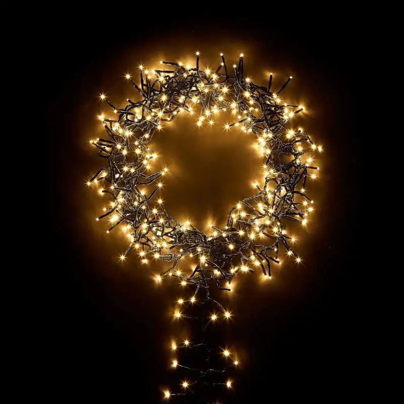 Instalatie de Craciun, Cluster, 480 led-uri alb cald, lungime 10m , interconectabile, 8 jocuri lumini