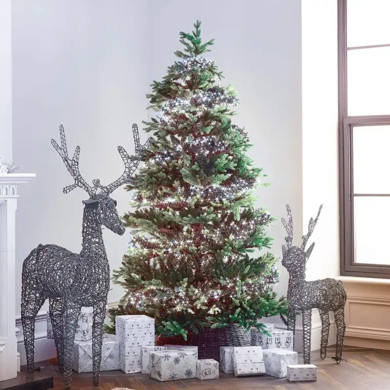 Instalatie de Craciun, Cluster, 480 led-uri alb rece, lungime 10m , interconectabile, 8 jocuri lumini