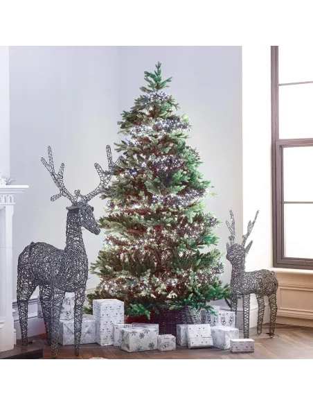 Instalatie de Craciun, Cluster, 480 led-uri alb rece, lungime 10m , interconectabile, 8 jocuri lumini