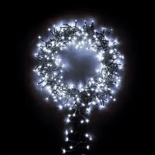 Instalatie de Craciun, Cluster, 480 led-uri alb rece, lungime 10m , interconectabile, 8 jocuri lumini