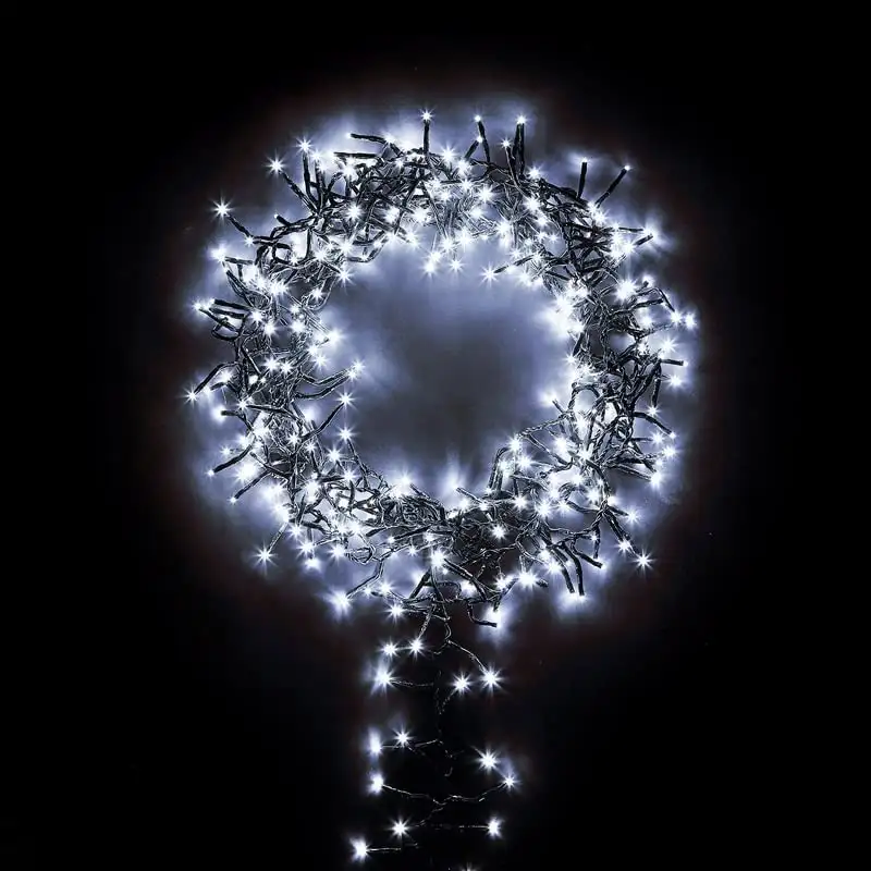Instalatie de Craciun, Cluster, 480 led-uri alb rece, lungime 10m , interconectabile, 8 jocuri lumini