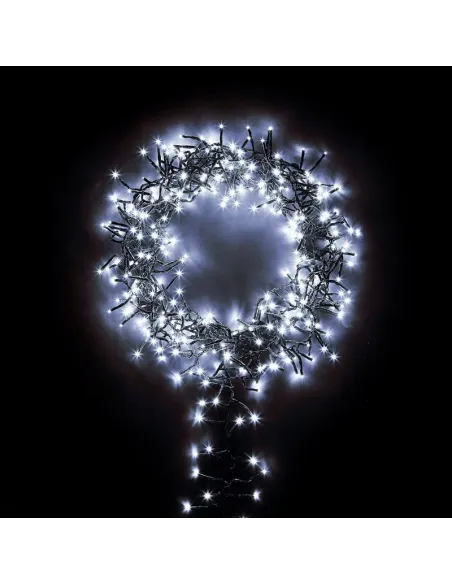 Instalatie de Craciun, Cluster, 480 led-uri alb rece, lungime 10m , interconectabile, 8 jocuri lumini