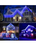 Set 40M instalatii tip franjuri, 2x20 m, interconectabile, 1000 LED-uri tip turturi/franjuri, Craciun, diverse culori