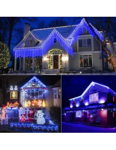 Set 40M instalatii tip franjuri, 2x20 m, interconectabile, 1000 LED-uri tip turturi/franjuri, Craciun, diverse culori 2