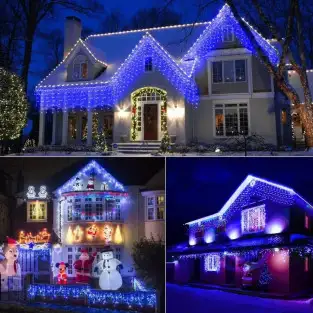 Set 40M instalatii tip franjuri, 2x20 m, interconectabile, 1000 LED-uri tip turturi/franjuri, Craciun, diverse culori 2