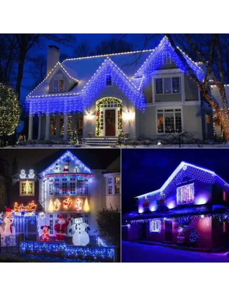 Set 40M instalatii tip franjuri, 2x20 m, interconectabile, 1000 LED-uri tip turturi/franjuri, Craciun, diverse culori