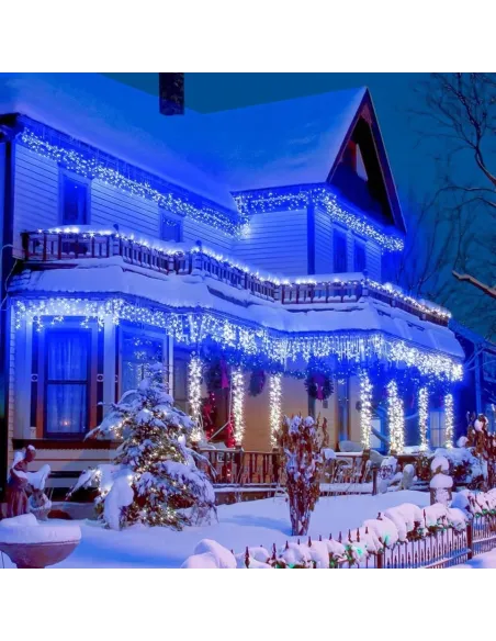 Set 40M instalatii tip franjuri, 2x20 m, interconectabile, 1000 LED-uri tip turturi/franjuri, Craciun, diverse culori