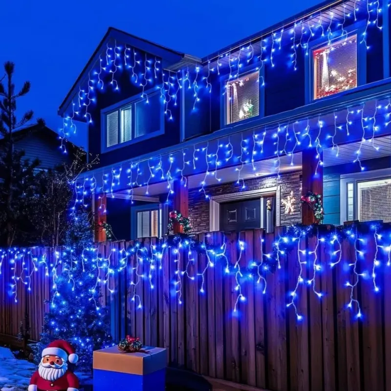 Set 40M instalatii tip franjuri, 2x20 m, interconectabile, 1000 LED-uri tip turturi/franjuri, Craciun, diverse culori