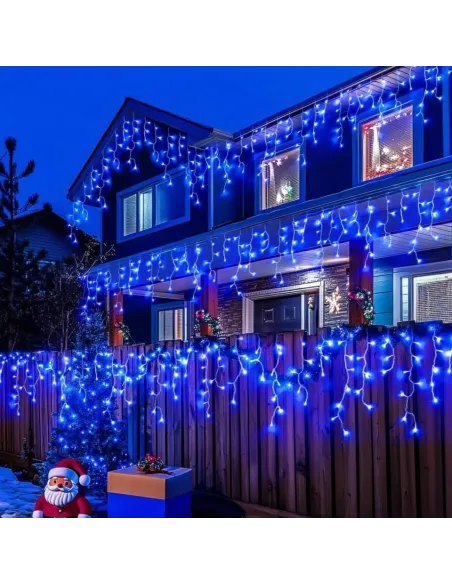 Set 40M instalatii tip franjuri, 2x20 m, interconectabile, 1000 LED-uri tip turturi/franjuri, Craciun, diverse culori