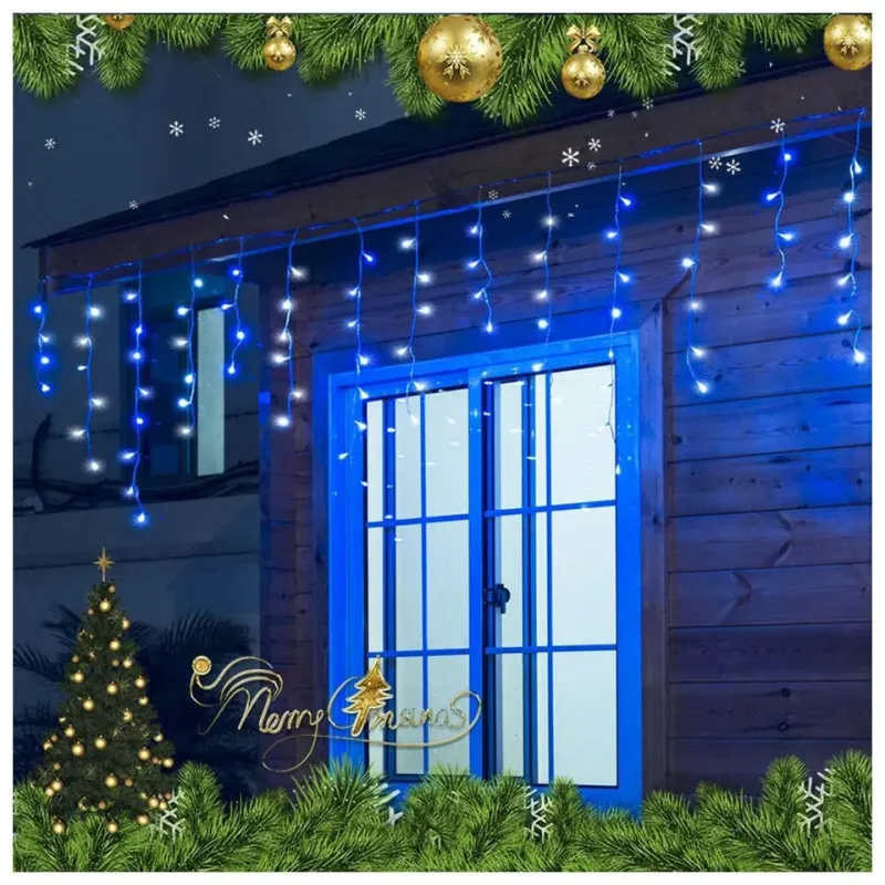 Set 40M instalatii tip franjuri, 2x20 m, interconectabile, 1000 LED-uri tip turturi/franjuri, Craciun, diverse culori