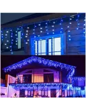 Set 40M instalatii tip franjuri, 2x20 m, interconectabile, 1000 LED-uri tip turturi/franjuri, Craciun, diverse culori