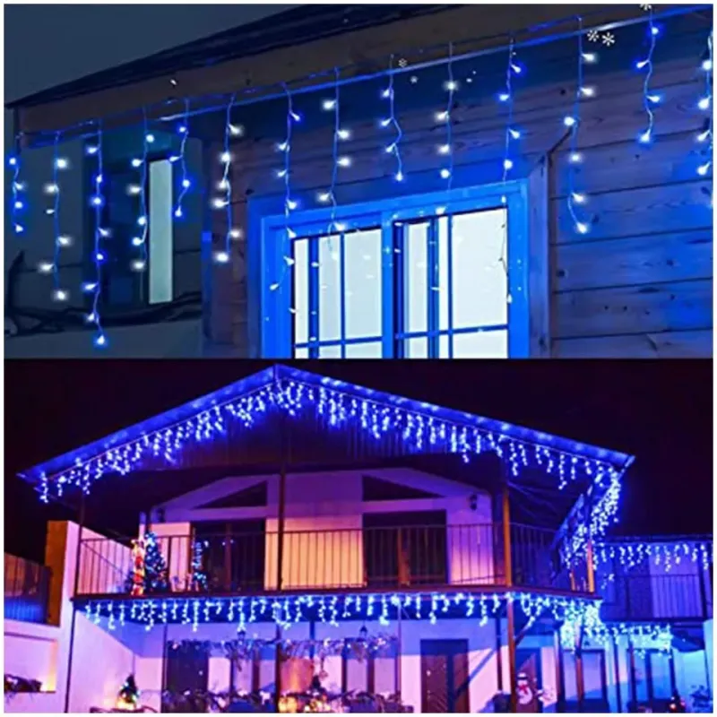 Set 40M instalatii tip franjuri, 2x20 m, interconectabile, 1000 LED-uri tip turturi/franjuri, Craciun, diverse culori