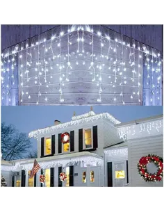 Set 40M instalatii tip franjuri, 2x20 m, interconectabile, 1000 LED-uri tip turturi/franjuri, Craciun, diverse culori