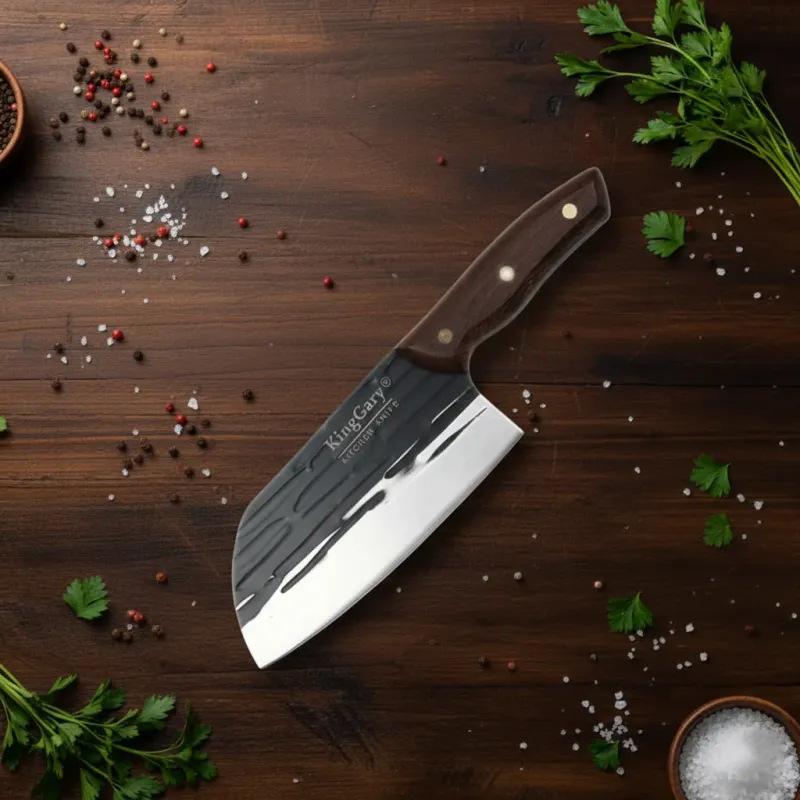 Set 4 Cuțite Bucătar KingGary Forjate | Oțel Inox, Mâner Lemn