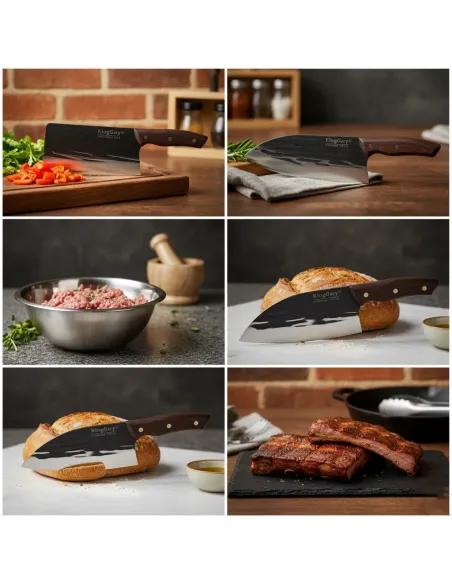Set 4 Cuțite Bucătar KingGary Forjate | Oțel Inox, Mâner Lemn
