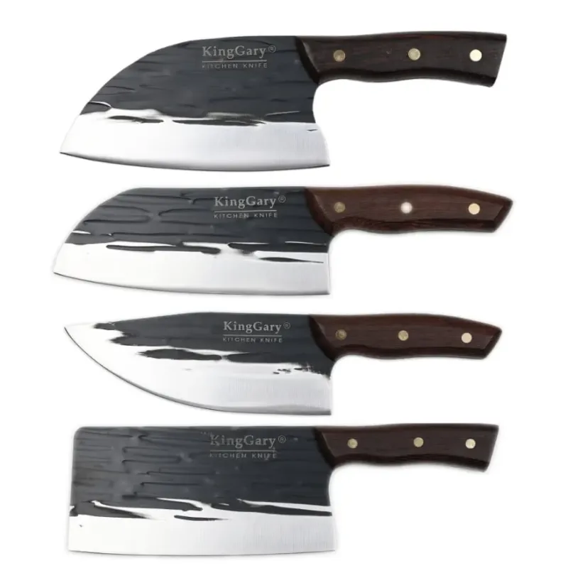 Set 4 Cuțite Bucătar KingGary Forjate | Oțel Inox, Mâner Lemn