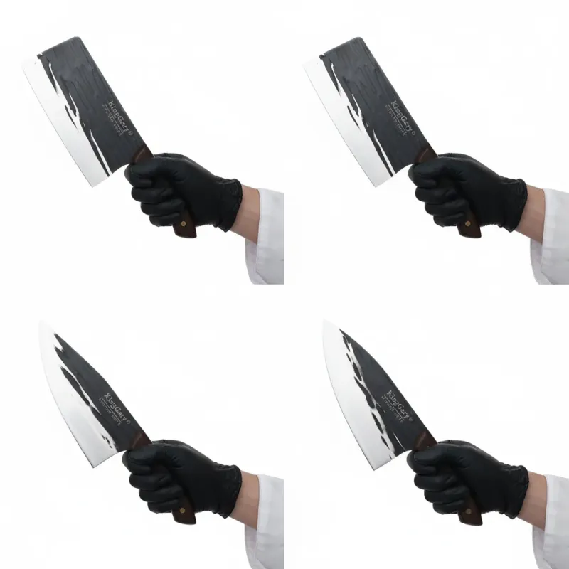 Set 4 Cuțite Bucătar KingGary Forjate | Oțel Inox, Mâner Lemn