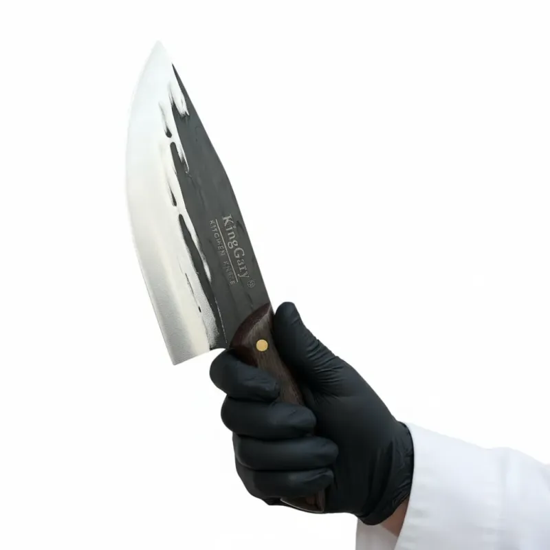 Set 3 Cuțite Bucătar KingGary Profesionale, Oțel Inoxidabil Forjat, Lame 18-19 cm, Mâner Lemn Ergonomic