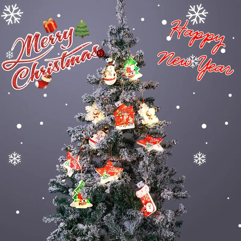 Set 2 x Perdea LED Crăciun 3m – 10 Figurine (Stea, Fulg de Nea, Moș), Interior