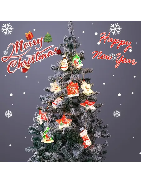 Set 2 x Perdea LED Crăciun 3m – 10 Figurine (Stea, Fulg de Nea, Moș), Interior