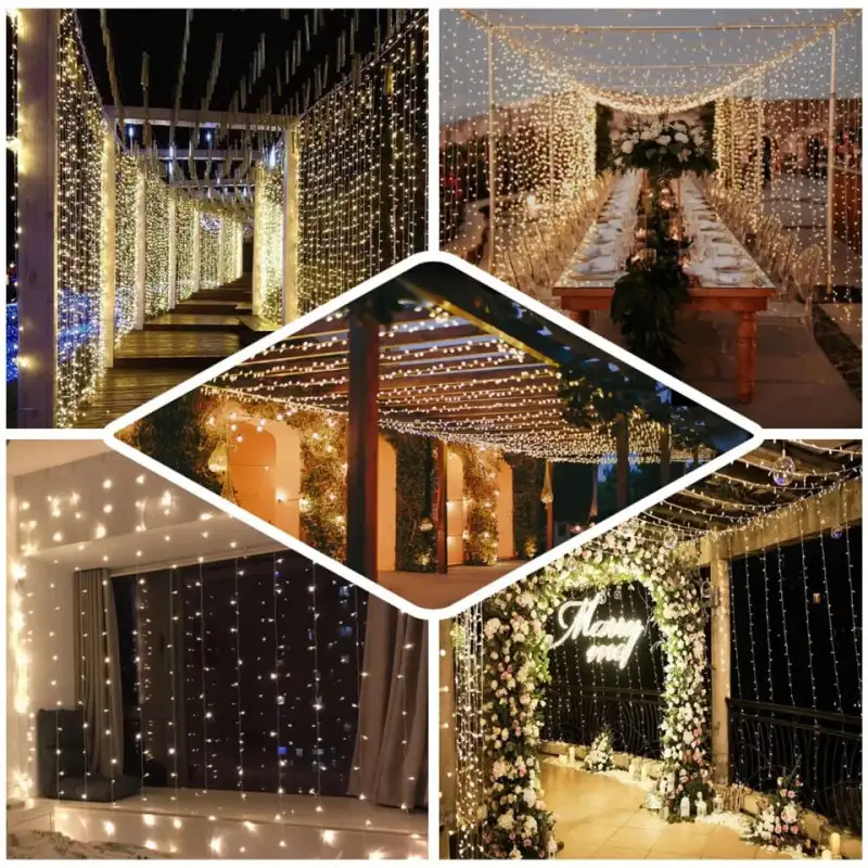 Set 2 instalatii perdea 3x1m, interconectabile