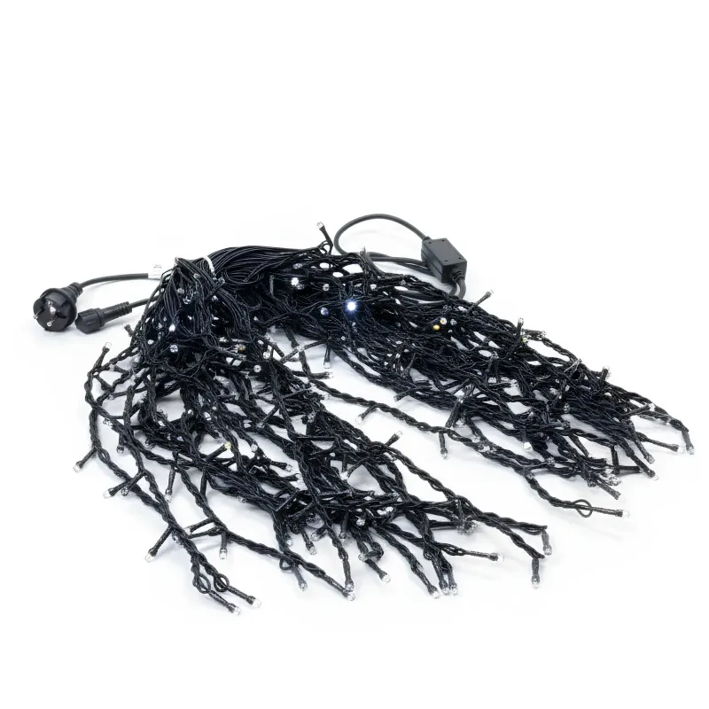 Anedius -Instalație turturi 9×1m 360 LED mari cablu silicon negru – 3 culori