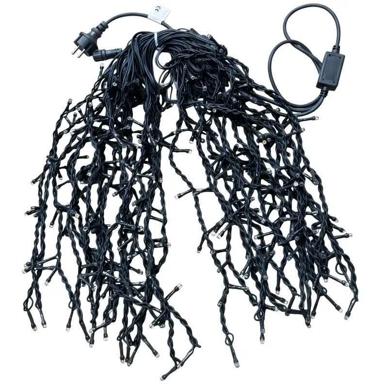 Anedius -Instalație turturi 9×1m 360 LED mari cablu silicon negru – 3 culori